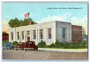 West Frankfort Illinois Postcard United States Post Office 1940 Antique Vintage