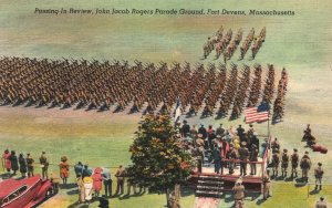 Vintage Postcard 1930s John Jacob Rogers Parade Ground Fort Devens Massachusetts