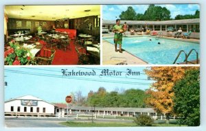 LAKEWOOD, New York NY ~ Roadside LAKEWOOD MOTOR INN Tribal Room c1960s Postcard