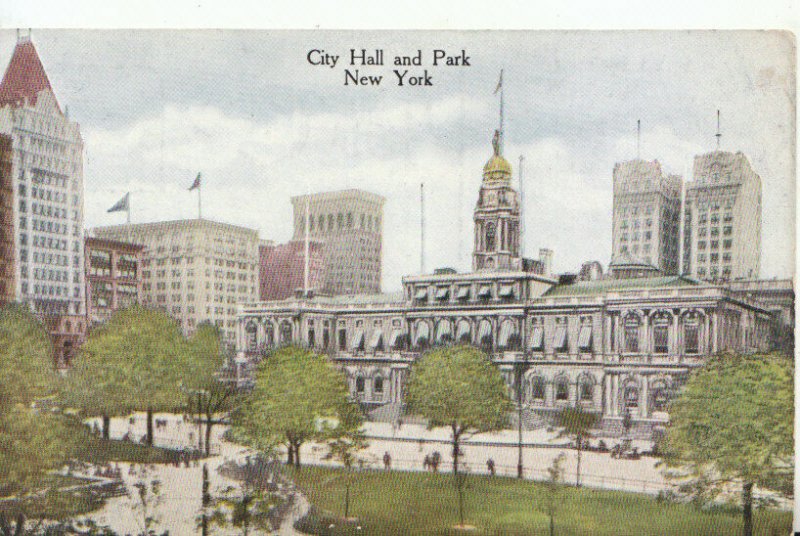 America Postcard - City Hall and Park - New York - Ref TZ3731