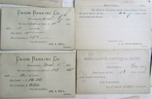 1870s-1890s LOT of 31 PHILADELPHIA BANKS ANTIQUE STATEMENT CARDS POSTCARDS