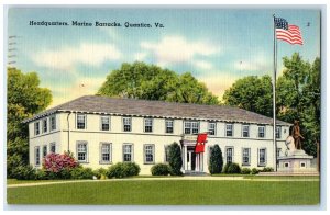 1953 Headquarters Marine Barracks Exterior Building Quantico Virginia Postcard