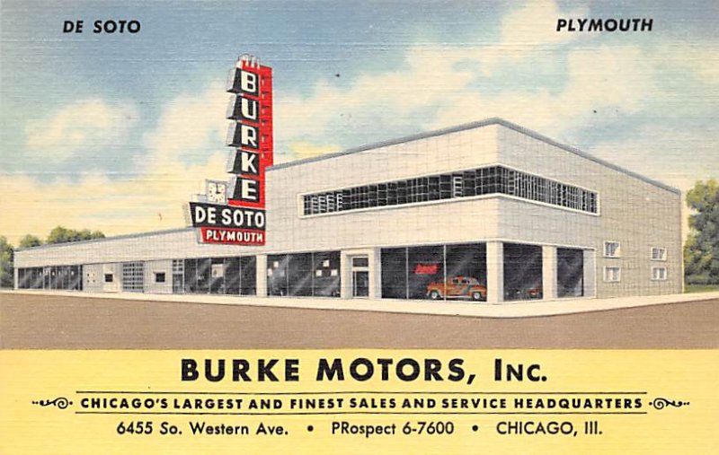 Burke Motors Inc Chicago, IL, USA Auto Dealership Advertising Unused 