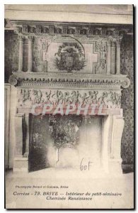 Old Postcard Brive Inside the small Seminary Renaissance Fireplace