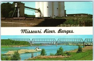 c1960s Missouri River Barges Traffic Elevator Grain Tug Boat Chrome Photo A148