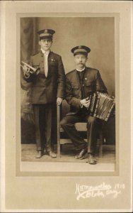 Globe Arizona AZ Men Salvaytion Army Accordion Trumpet Studio Image RPPC