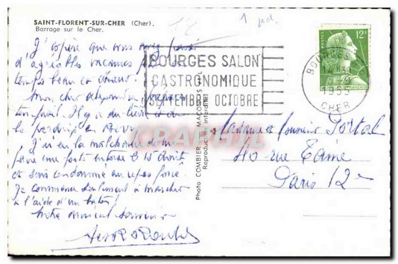 Saint Florent sur Cher - Dam on the Cher - Modern Postcard