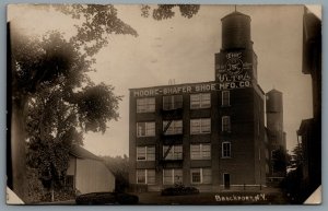 Postcard RPPC c1920s Brockport NY Moore Shafer Shoe Mfg. Co. The Fit for a Queen