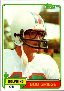 1981 Topps Football Card Bob Griese Miami Dolphins sk60213