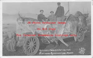 MT, Flathead Reservation, Montana, RPPC, Hunters in Early Auto with Deer