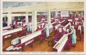 Battlecreek MI Packing Room Kellogg Company Kellogg's Unused Linen Postcard G14