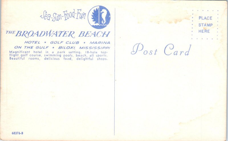 1950s Beach View Broadwater Beach Hotel Biloxi MS Postcard