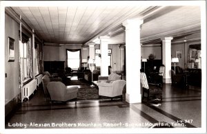 RPPC Lobby, Alexian Brothers Mountain Resort Signal Mountain TN Postcard V67