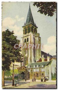 Old Postcard Paris Strolling The Church of Saint Germain des Pres