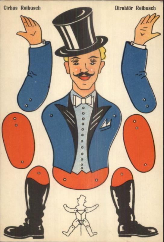 Paper Doll Cut Out Series Circus RING LEADER Cirkus Reibusch Postcard gfz 