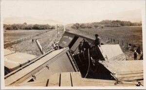 Train Derailment Wreck BC ? Canadian Pacific #97366 #59820 Cars RP Postcard H53