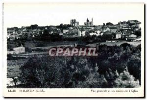 Old Postcard Saint Martin de Re General view and the ruins of the Church