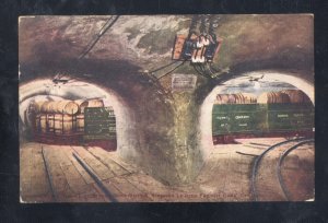 CHICAGO ILLINOIS UNDERGROUND RAILROAD TRAIN TUNNEL FREIGHT CARS VINTAGE POSTCARD