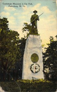 Civil War, c.'10, Confederate Monument, City Park, Parkersburg, WV, Old Postcard