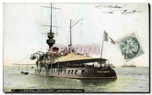 Old Postcard Boat War Admiral L Trehouart Guard armor Cotes