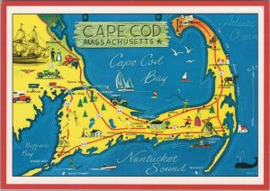 Map Postcard - Greetings From Cape Cod, Massachusetts  RR23645