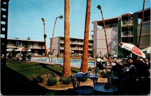 Vtg Phoenix Arizona AZ Sahara Hotel Patio Swimming Pool 1950s Postcard