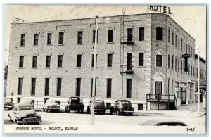 c1940 Avenue Hotel Classic Cars Exterior Building Beloit Kansas Vintage Postcard