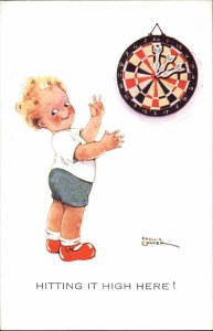 Darts Dartboard Little Boy Comic Phyllis Cooper National Series Postcard