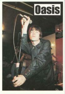 Oasis Liam Gallagher at a Microphone Postcard