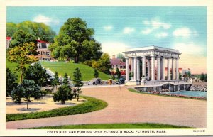 Massachusetts Plymouth Coles Hill and Portico Over Plymouth Rock Curteich