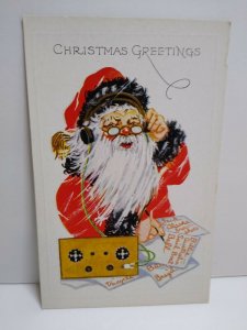 Santa Claus Ham Radio Christmas Greetings Postcard Original Embossed Vintage