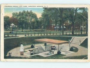 Bent W-Border PARK SCENE Saratoga Springs New York NY hk7627