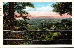 View from Summit, Warner Park, Nashville TN c1943 Vintage Linen Postcard H08