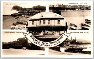 Scarlett Rock Castlw Town Promenade & Bay Port Erin Real Photo RPPC Postcard