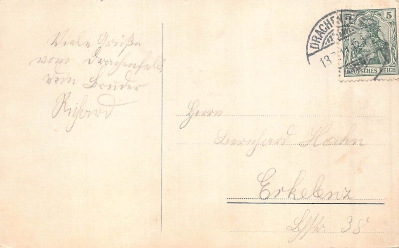 A105 Germany 1911 Drachenburg Castle vintage postcard