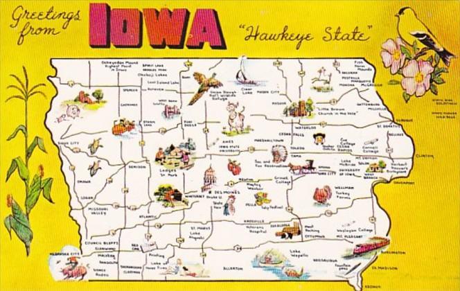 Greetings From Iowa With Map