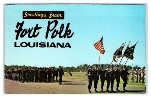 FORT POLK, LA Louisiana ~ COLOR GUARD c1960s Vernon Parish Military  Postcard