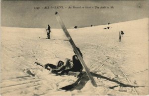 CPA AIX-les-BAINS Au Revard en Hiver - Une Chute en Ski (1191231)