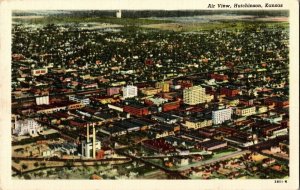 Aerial View of Hutchinson KS Vintage Linen Postcard H72