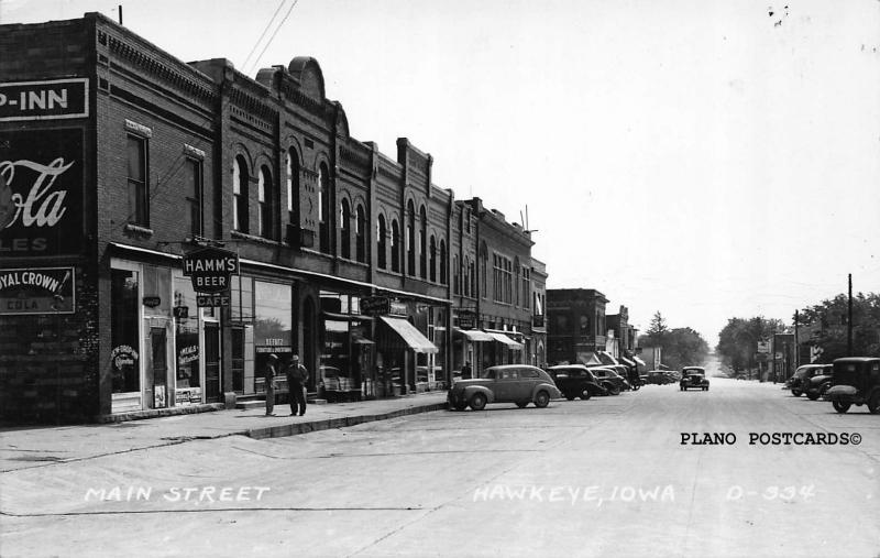 HAWKEYE, IOWA MAIN STREET-HAMM'S BEER CAFE  RPPC REAL PHOTO POSTCARD