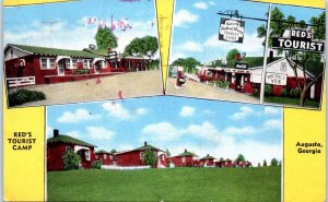 1950s Red Sherling's Tourist Camp Motel Augusta GA Postcard