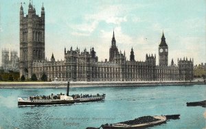 London Thames navigation & sailing Parliament coal barge paddle steamer