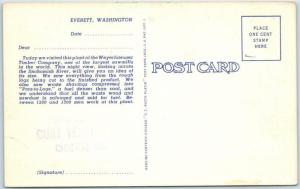 EVERETT, Washington  WA    Night View MILL B -- WEYERHAEUSER TIMBER CO. Postcard