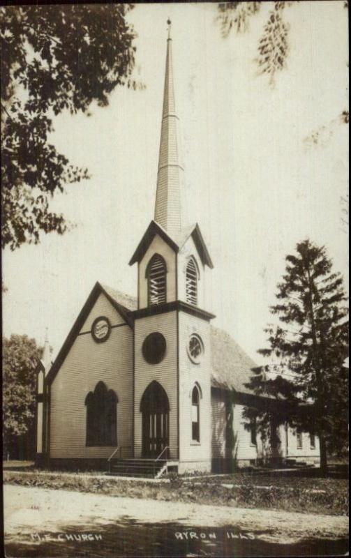 Byron IL ME Church c1910 Real Photo Postcard