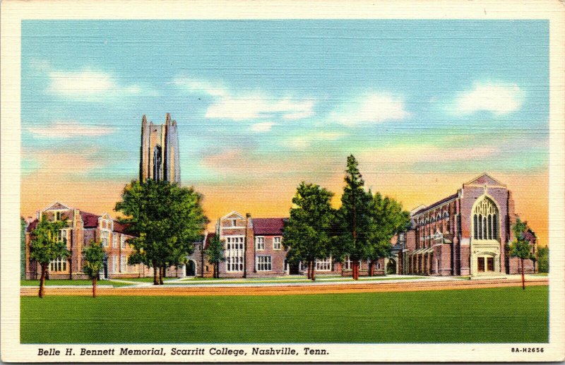 Vtg 1930s Scarritt College Belle H Bennett Memorial Nashville TN Linen Postcard