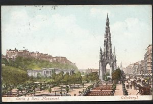 Scotland Postcard - Castle and Scott Monument   DR6