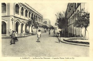 djibouti, DJIBOUTI, la Rue du Ras Makonnen, Street Scene (1930s) Postcard