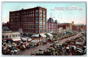 Chicago Illinois IL Postcard Aerial View Of Haymarket Square 1909 Carriages