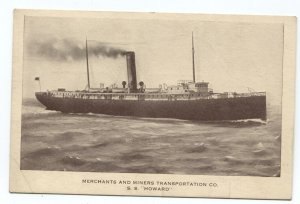 Postcard Ship Merchants and Miners Transportation Co S.S. Howard