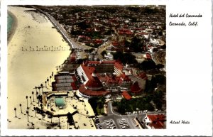 RPPC Hotel del Coronado aerial view California Real Photo Postcard colorized